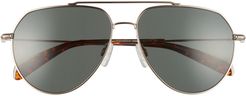 60mm Aviator Sunglasses - Gold Havana/ Green