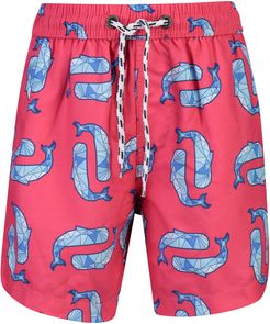 Boy's Snapper Rock Geo Whales Swim Trunks