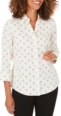 Mary Cosmo Time Button-Up Cotton Shirt