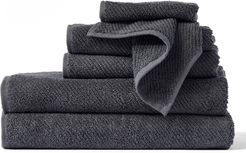 Air Weight 6-Piece Organic Cotton Bath Towel, Hand Towel & Washcloth Set