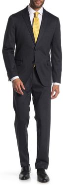 SAVILE ROW CO Grey Chevron Two Button Notch Lapel Knit Trim Fit Suit at Nordstrom Rack