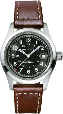 Khaki Field Automatic Leather Strap Watch, 38mm