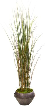 NEARLY NATURAL Grass and Bamboo Artificial Plant in Metal Bowl at Nordstrom Rack