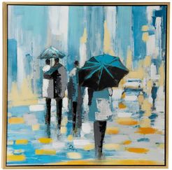 Willow Row Large Square Contemporary Acrylic Painting Of People Walking In Rain - 39.5" X 39.5" at Nordstrom Rack
