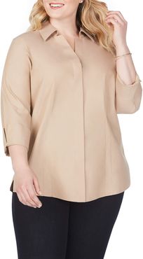 Plus Size Women's Foxcroft 'Taylor' Three-Quarter Sleeve Non-Iron Cotton Shirt