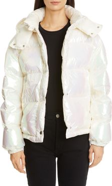 Daos Water Resistant Iridescent Hooded Down Puffer Coat