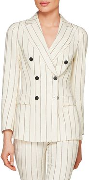 SUISTUDIO Cameron Stripe Double Breasted Silk Blend Suit Jacket at Nordstrom Rack