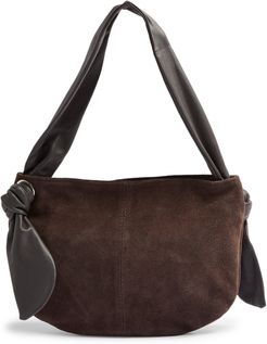 Knot Leather & Suede Shoulder Bag - Brown