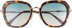 Kenyan 54mm Gradient Round Sunglasses - Havana/ Blue