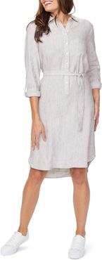 Linen Blend Long Sleeve Shirtdress