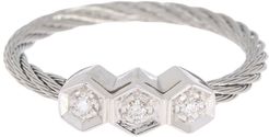 ALOR 18K White Gold & Stainless Steel Cable Diamond Triple Hex Ring - Size 7 - 0.07 ctw at Nordstrom Rack