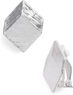 Brushed Square Clip-On Earrings