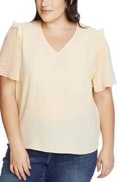 Plus Size Women's Cece Clip Dot Sleeve Blouse