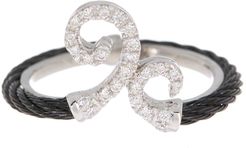 ALOR 18K White Gold Black Stainless Steel Diamond Ring - Size 6.5 at Nordstrom Rack