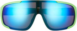Mirrored Shield Sunglasses - Green/ Blue