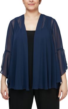 Plus Size Women's Alex Evenings Bell Sleeve Chiffon Cover-Up Jacket