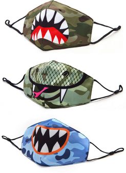 3-Pack Toothy Camo Print Face Masks