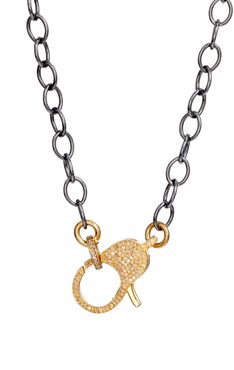 Jane Basch Diamond Pave Lock Chain Necklace