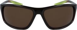Adrenaline 66mm Rectangular Sunglasses - Velvet Brown/ Med Olive/ Brown
