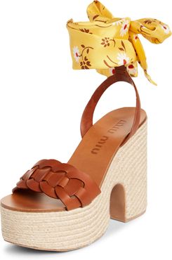 MIU MIU Ankle Tie Platform Sandal at Nordstrom Rack