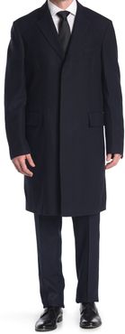 THOMAS PINK Navy Herringbone Wool Single Breasted Overcoat at Nordstrom Rack
