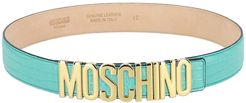 MOSCHINO Thick Snake Embossed Leather Logo Belt at Nordstrom Rack