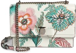 Vara Papavero Floral Print Leather Shoulder Bag - Green