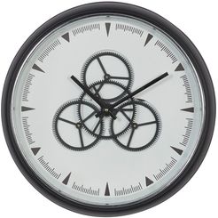 Willow Row Round Black And White Metal Wall Clock With Functioning Gear Center - 20" X 20" at Nordstrom Rack
