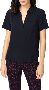 Collared Short Sleeve Blouse