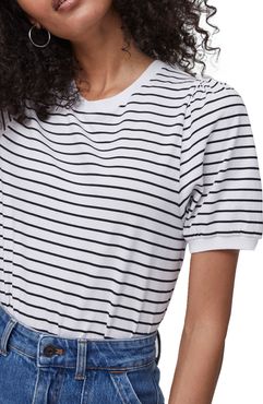 Stripe Puff Sleeve Cotton Top