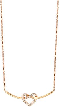 Bony Levy 18K Rose Gold Pave Heart Diamond Heart & Curved Bar Pendant Necklace at Nordstrom Rack