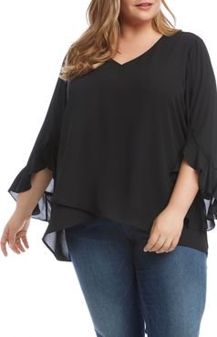 Plus Size Women's Karen Kane Crossover Ruffle Sleeve Top