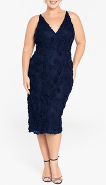 Plus Size Women's Xscape 3D Lace Body-Con Cocktail Midi Dress