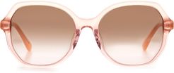 Lourdes 57mm Gradient Polarized Square Sunglasses - Peach/ Brown Pink Gradient