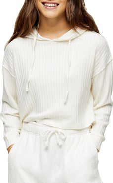 Topshop Cozy Rib Brushed Crop Hoodie