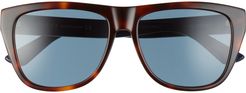 57mm Square Sunglasses - Havana/ Blue