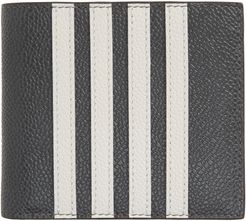 Applique Stripe Leather Bifold Wallet - Grey