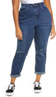 Plus Size Women's Bp. Distressed High Waist Roll Cuff Mom Jeans