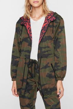 PAM AND GELA Camo Animal Print Reversible Hooded Anorak Jacket at Nordstrom Rack