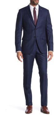 John Varvatos Star USA Bleecker Navy Plaid Two Button Notch Lapel Wool Suit at Nordstrom Rack