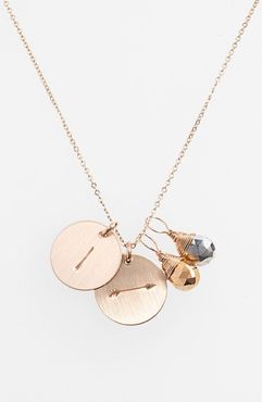 Pyrite Initial & Arrow 14K-Gold Fill Disc Necklace