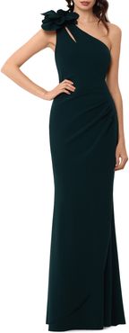 Applique One-Shoulder Trumpet Gown