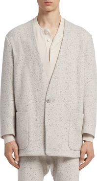 One-Button Donegal Wool Jacket