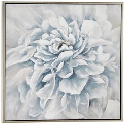 Willow Row 39.5" Large Square Blue & White Peony Flower Acrylic Painting In Silver Frame at Nordstrom Rack