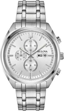 Bulova Men's Chronograph Stainless Steel Silver Dial Bracelet Watch, 42mm at Nordstrom Rack