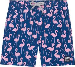 Boy's Tom & Teddy Flamingo Print Swim Trunks