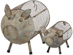 Willow Row Small Farmhouse Brown Metal Pig Planters - Set of 2 at Nordstrom Rack
