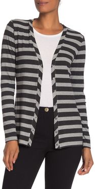 M Magaschoni Long Sleeve Striped Ribbed Knit Cardigan at Nordstrom Rack