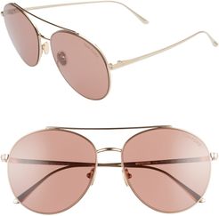 Tom Ford Cleo 59mm Round Aviator Sunglasses at Nordstrom Rack