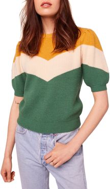 Highland Colorblock Puff Sleeve Sweater